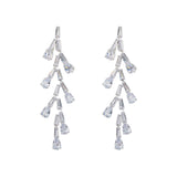 MizDragonfly Jewelry Silver Twiggy Zirconia Rhinestone Drop Earrings