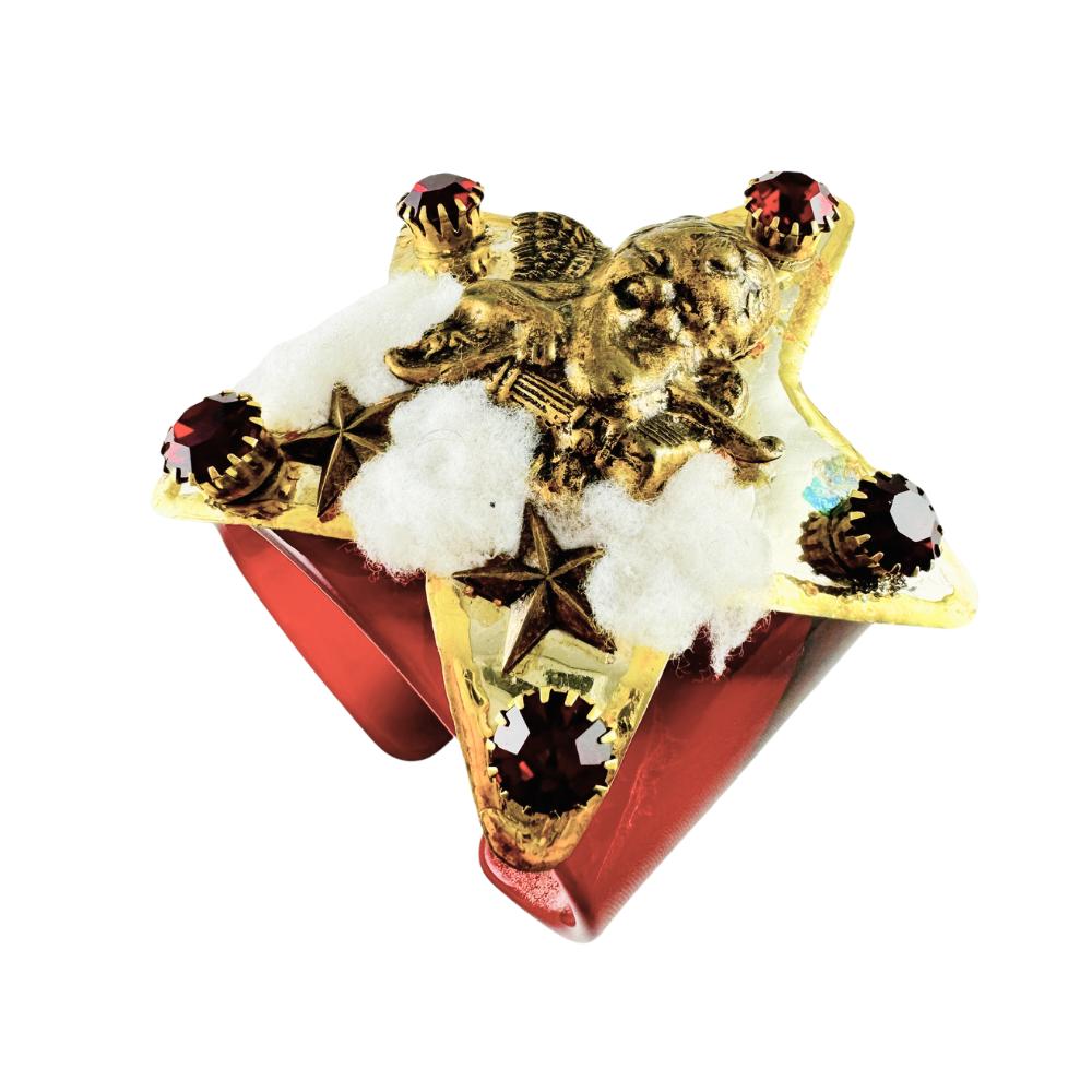 MizDragonfly Jewelry Heaven Vintage Gold Angel Rhinestone Red Bangle Bracelet Angle