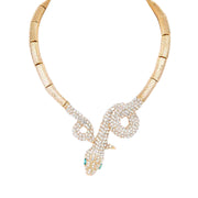 MizDragonfly Jewelry Kan Snake Gold Rhinestone Collar Necklace