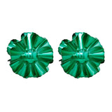 Karnelia Green Metal Flower Statement Stud Earrings