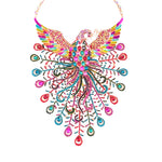 MizDragonfly Jewelry Lanka Peacock Rhinestone Multicolour Statement Necklace
