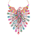 MizDragonfly Jewelry Lanka Peacock Rhinestone Multicolour Statement Necklace