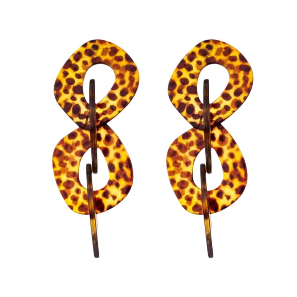 MizDragonfly Jewelry Leopard Aurelia Acrylic Long Drop Earrings
