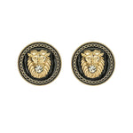 MizDragonfly Jewelry Lioness Gold Black Lion Stud Earrings