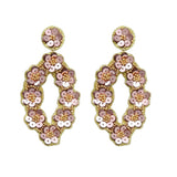 Lotus Flower Copper Sequin Drop Statement Earrings
