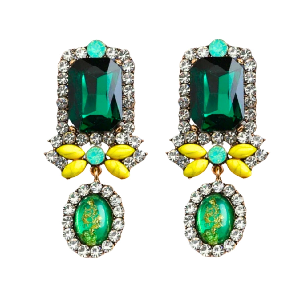 MizDragonfly Jewelry Mademoiselle Baroque Green Drop Earrings