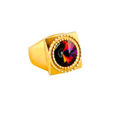 Mercury Faceted Multi-colour Rainbow Glass Stone Gold Ring