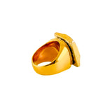 Mercury Faceted Multi-colour Rainbow Glass Stone Gold Ring