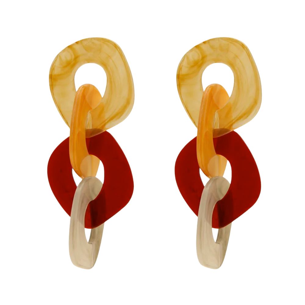MizDragonfly Jewelry Multi Colour Blaze Acrylic Long Drop Earrings