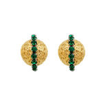 MizDragonfly Jewelry Nova Green Rhinestone Gold Dome Stud Earrings
