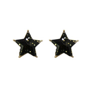 MizDragonfly Jewelr Rive Gauche Star Etoile Black Sparkle Stud Earrings