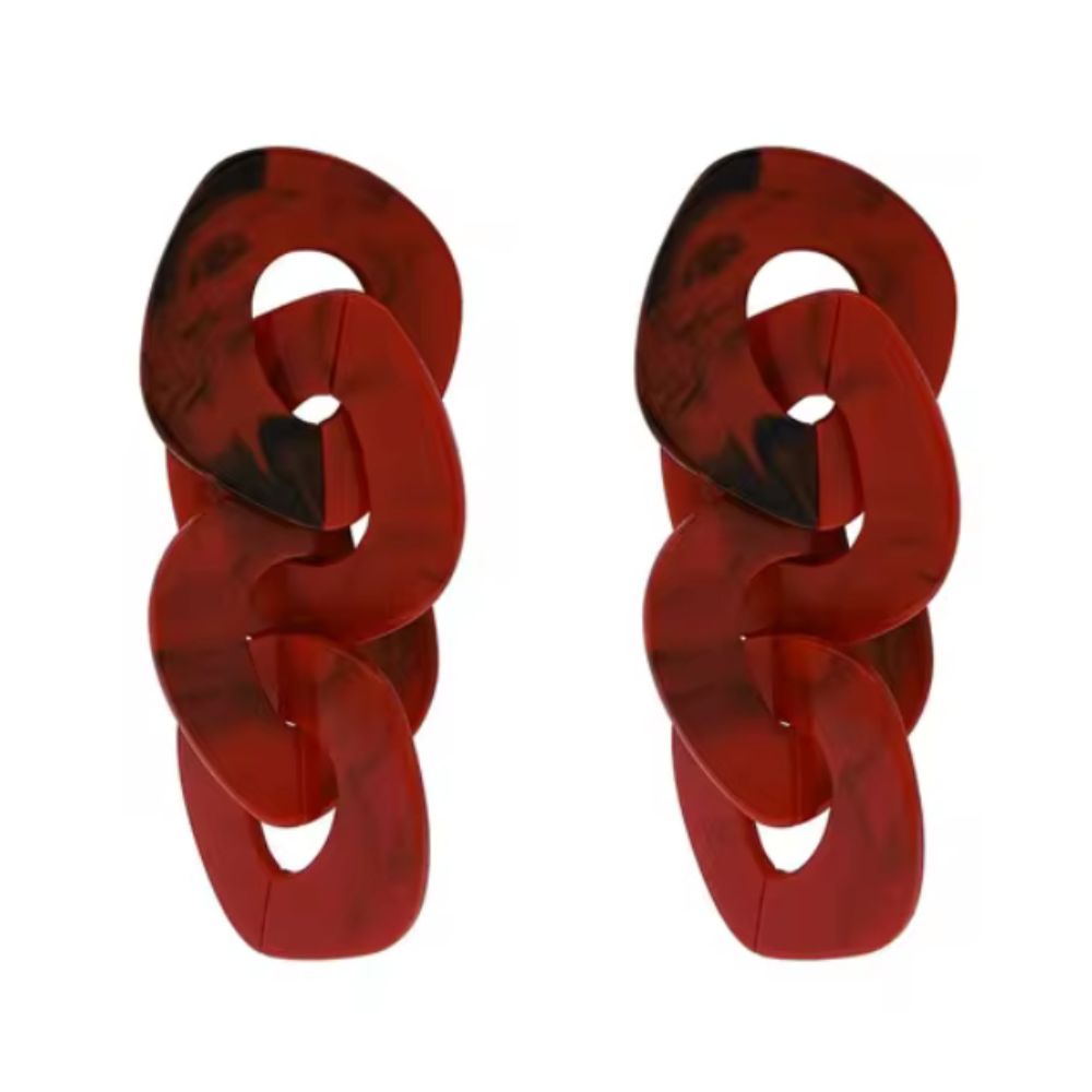 MizDragonfly Jewelry Ruby Red Acrylic Long Drop Earrings