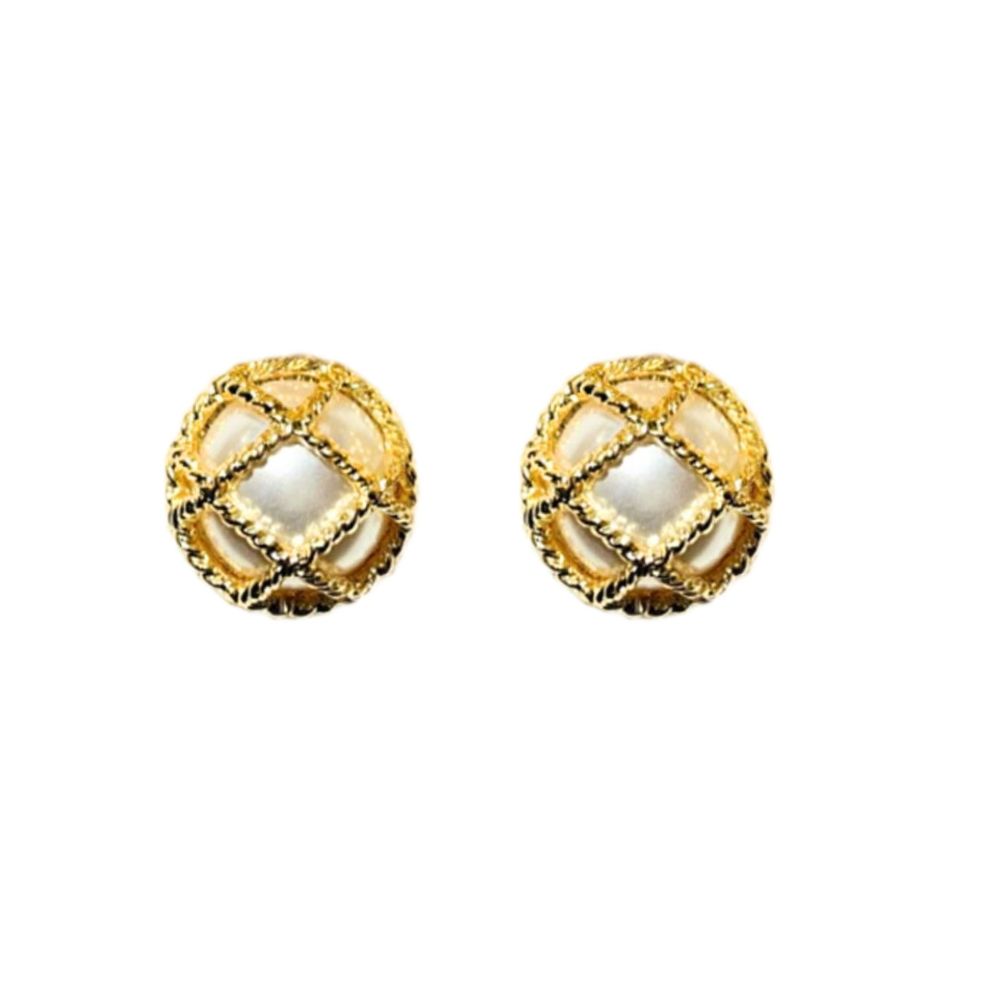 MizDragonfly Jewelry Secret White Faux Pearl Dome Stud Earrings