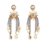 MizDragonfly Jewelry Solstice Clear Rhinestone Fringe Drop Statement Earrings