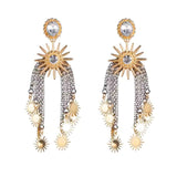 MizDragonfly Jewelry Solstice Clear Rhinestone Fringe Drop Statement Earrings