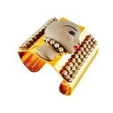 MizDragonfly Jewelry Dylan Mannequin Head Rhinestone Geometric Gold Cuff
