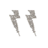 MizDragonfly Jewelry Thunder Lightening Bolt Silver Crystal Stud Earrings