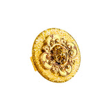Tycoon Vintage Gold Lion Yellow Glitter Disk Adjustable Ring