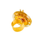 MizDragonfly Jewelry Vintage Gold Lady Bug Clear Disk Adjustable Ring Bac