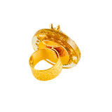 MizDragonfly Jewelry Vintage Gold Lady Bug Clear Disk Adjustable Ring Bac