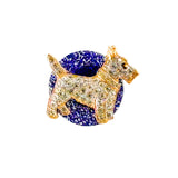 MizDragonfly Jewelry Yorky Dog Rhinestone Purple Disk Ring