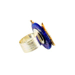 MizDragonfly Jewelry Yorky Dog Rhinestone Purple Disk Ring Back