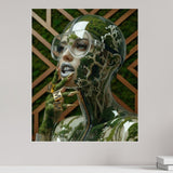 MizDragonfly Mother Nature Series: Qi fine art viewed from the side highlighting the artwork and luminosity coming from the 4mm acrylic glass side view.