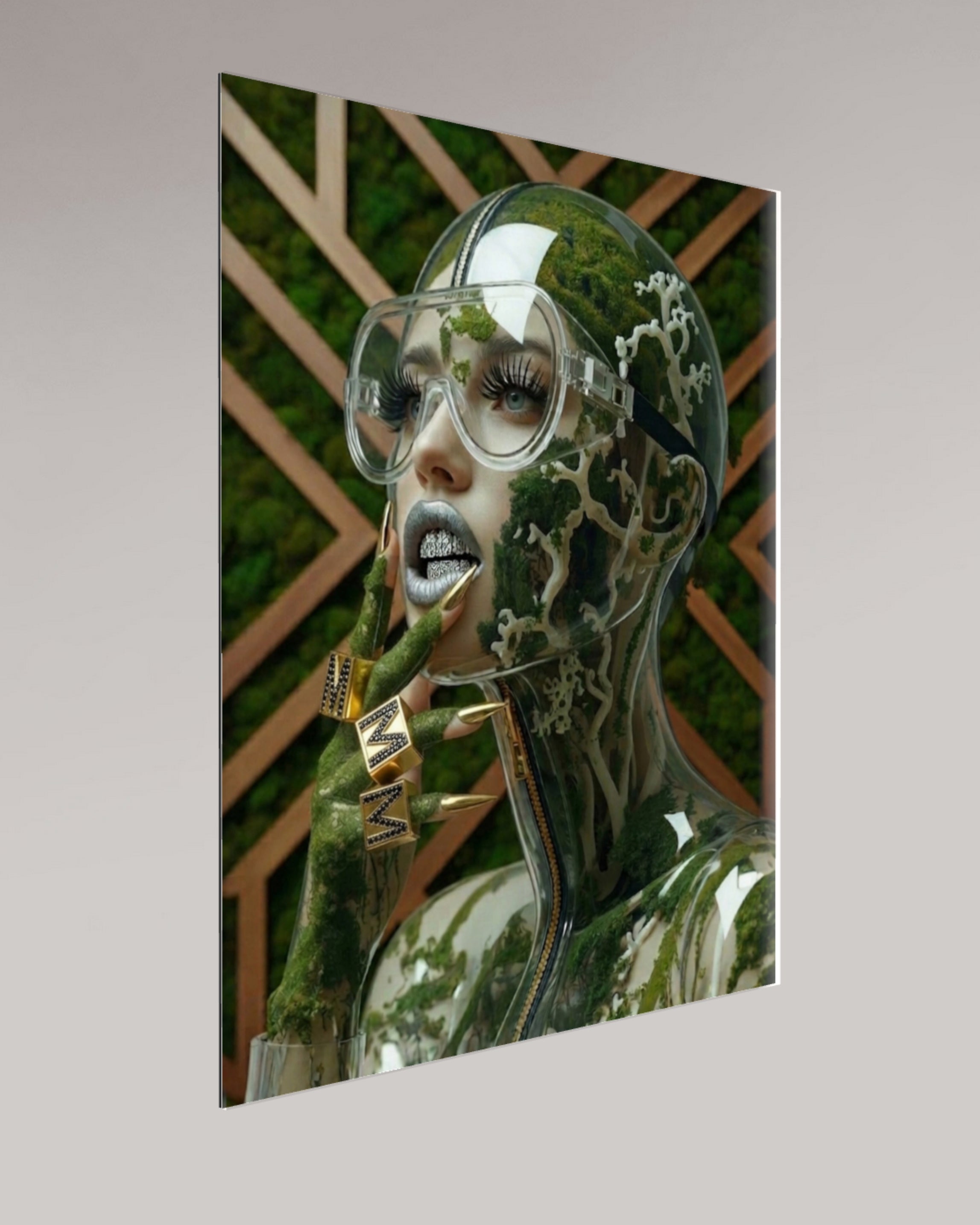 MizDragonfly Mother Nature Series: Qi fine art providing a side view of the artwork 4mm acrylic glass