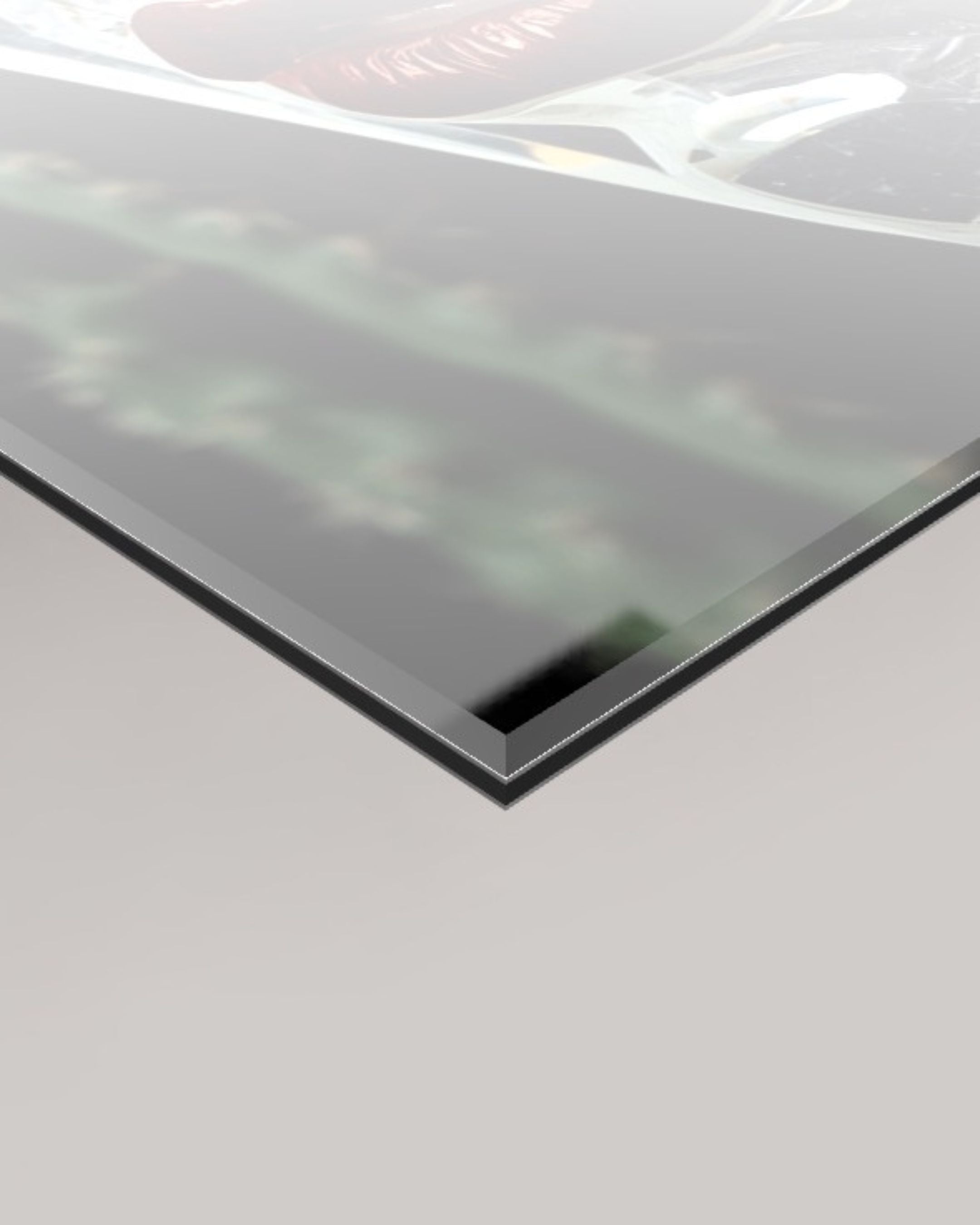 4mm acrylic glass panel close-up featuring MizDragonfly's Nanogold surreal artwork