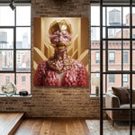 Eye Candy art print by MizDragonfly displayed as a focal piece on a brick wall in an upscale New York loft