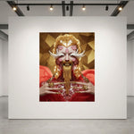 Museum-grade, luxurious art print under acrylic glass by MizDragonfly hanging on a sleek gallery white wall within a high-end, modern New York gallery