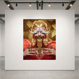 Museum-grade, luxurious art print under acrylic glass by MizDragonfly hanging on a sleek gallery white wall within a high-end, modern New York gallery