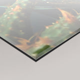 A close-up angled view of a 4mm glossy rectangular panel reflecting the MizDragonfly Vampire Rejuvenation series artwork 