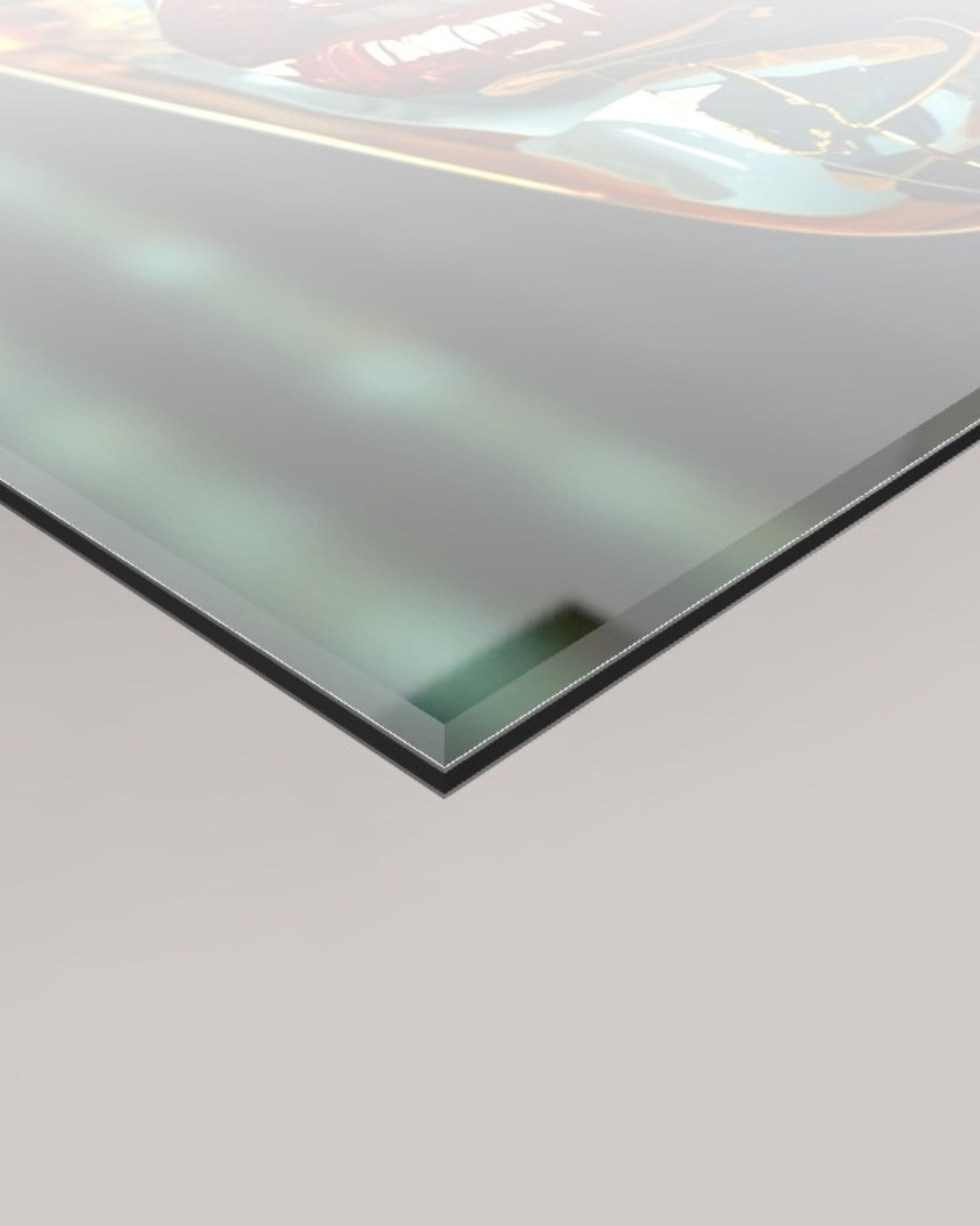 A close-up of a glossy 4mm rectangular showing details of the MizDragonfly Venom artwork set against a light grey background.