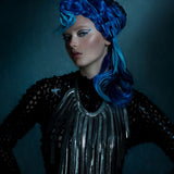 Contessa Award Parallax Industrial Metal Fringe Statement Silver Necklace Body Chain