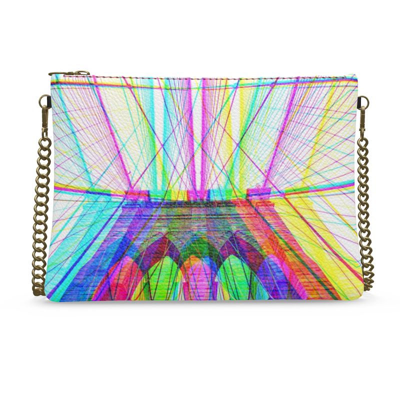 NYC Neon Brooklyn Bridge Crossbody Leather Purse