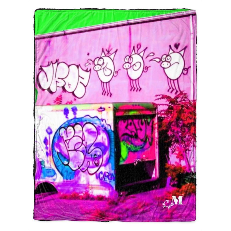 NYC Bayside Graffiti Factory Fleece Throw