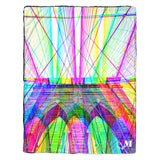 NYC Brooklyn Bridge Neon Black Fleece Throw