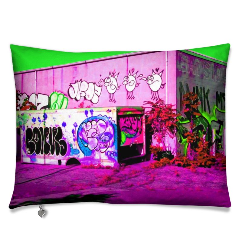 NYC Brooklyn Bayside Graffiti Luxurious Velvet Sofa Cushion Pillow