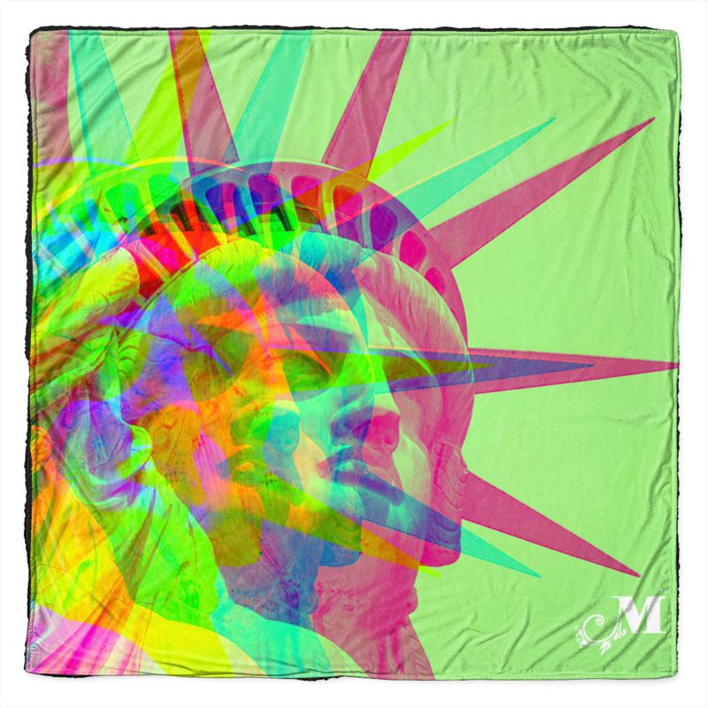 NYC Statue of Liberty Square Fleece Throw