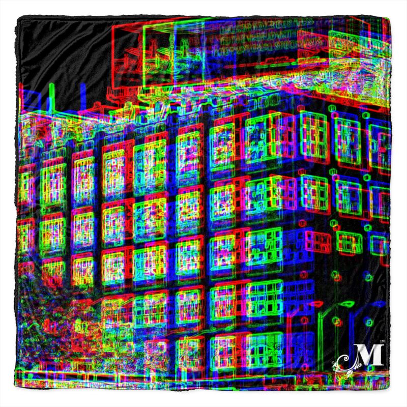 NYC Superimposed Factory Square Fleece Throw