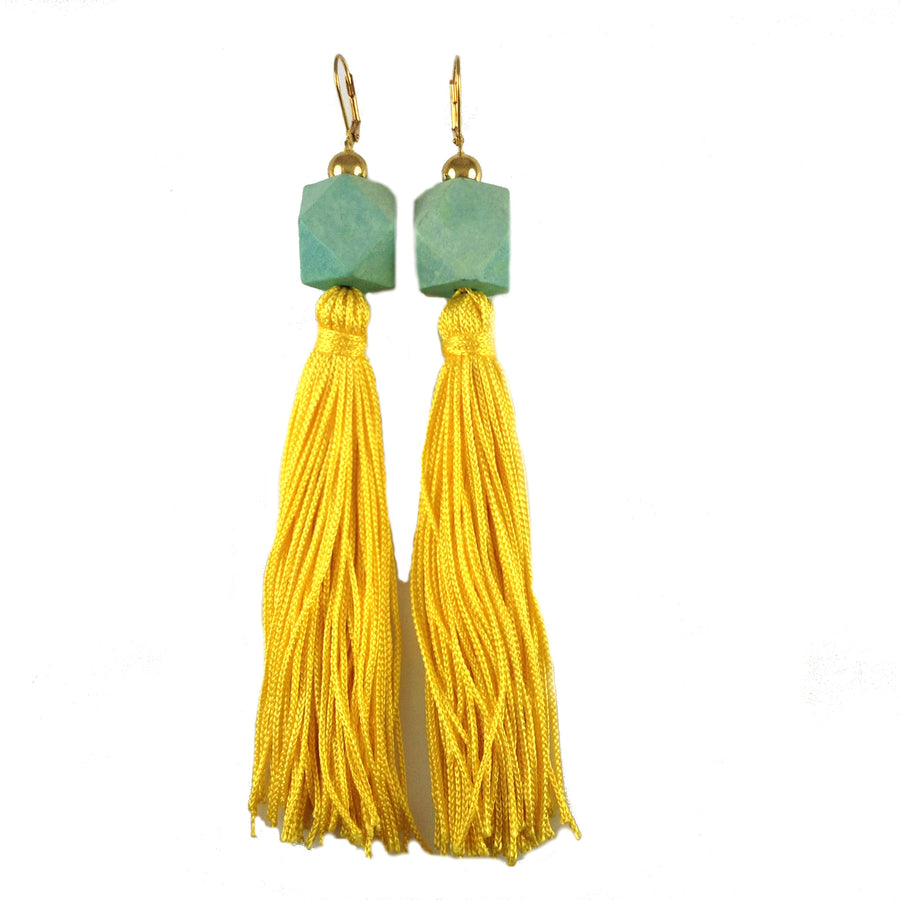 Gaga Yellow Silk Tassle Earrings - As seen in HUF Magazine