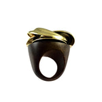 Vintage Hendrix Gold Twist Wood Ring Back