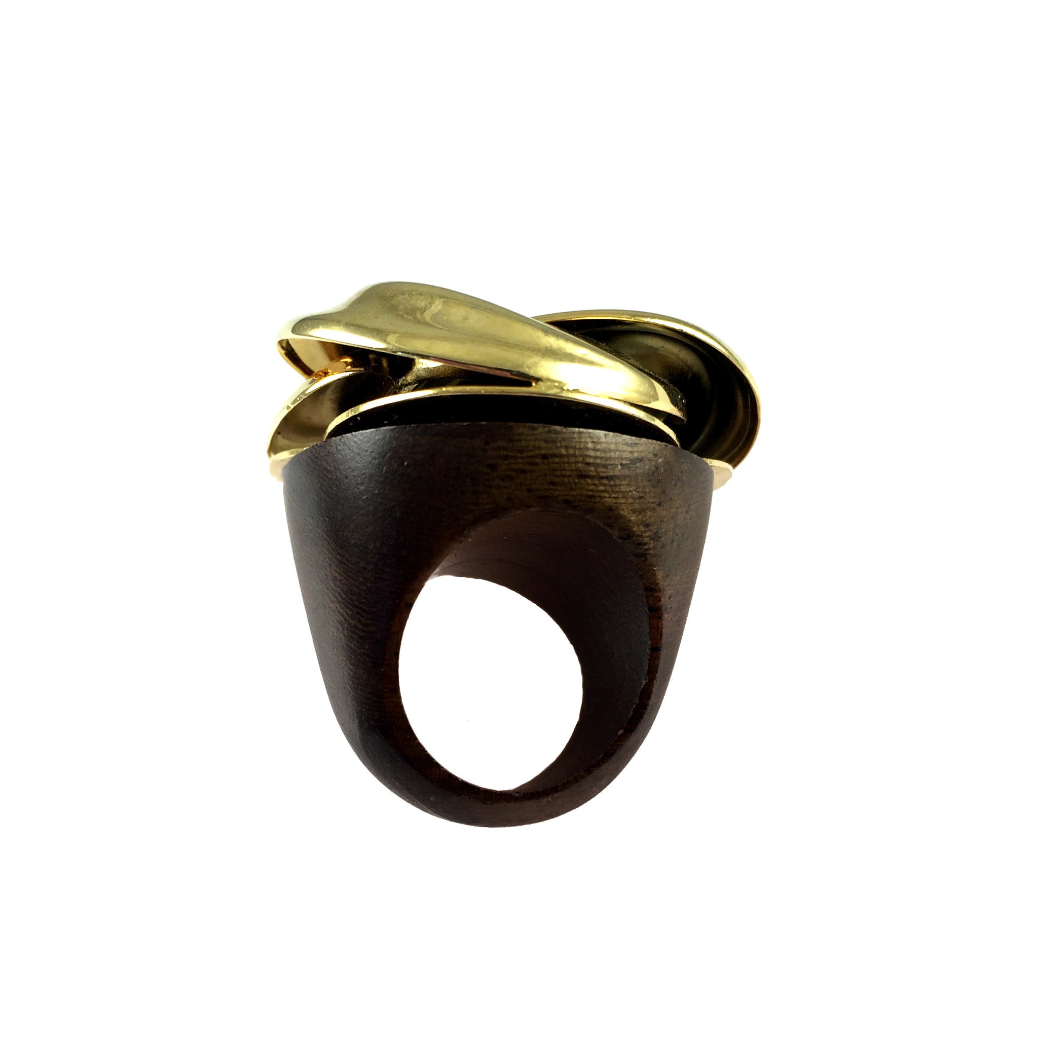 Vintage Hendrix Gold Twist Wood Ring Back