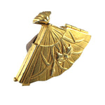 MizDragonfly Jewelry Vintage Gold Geisha Fan Wood Ring Gallery