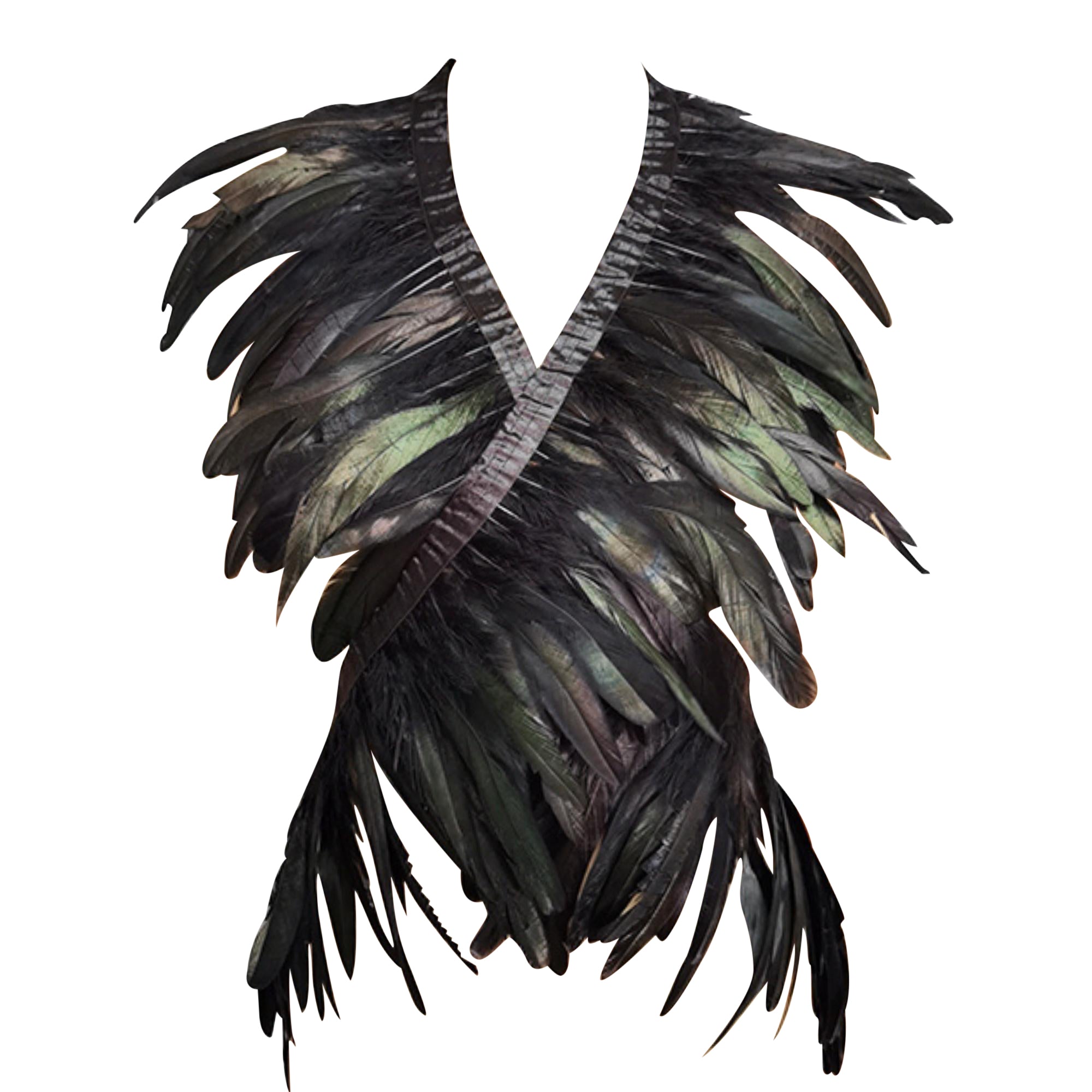 MizDragonfly Clothing Calliope Natural Black Feathers Shrug Cape