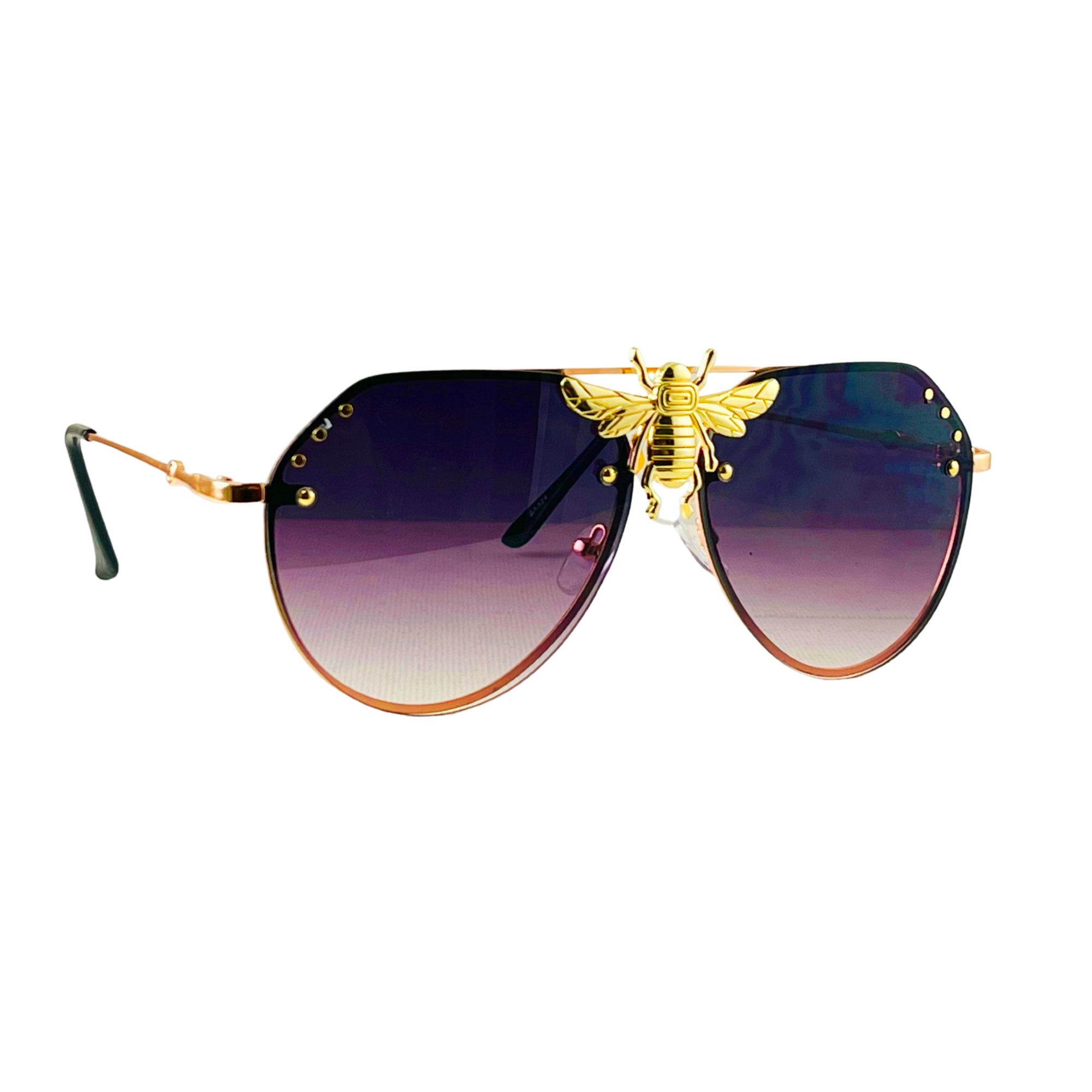 MizDragonfly Bee Aviator Gold Sunglasses Paradise
