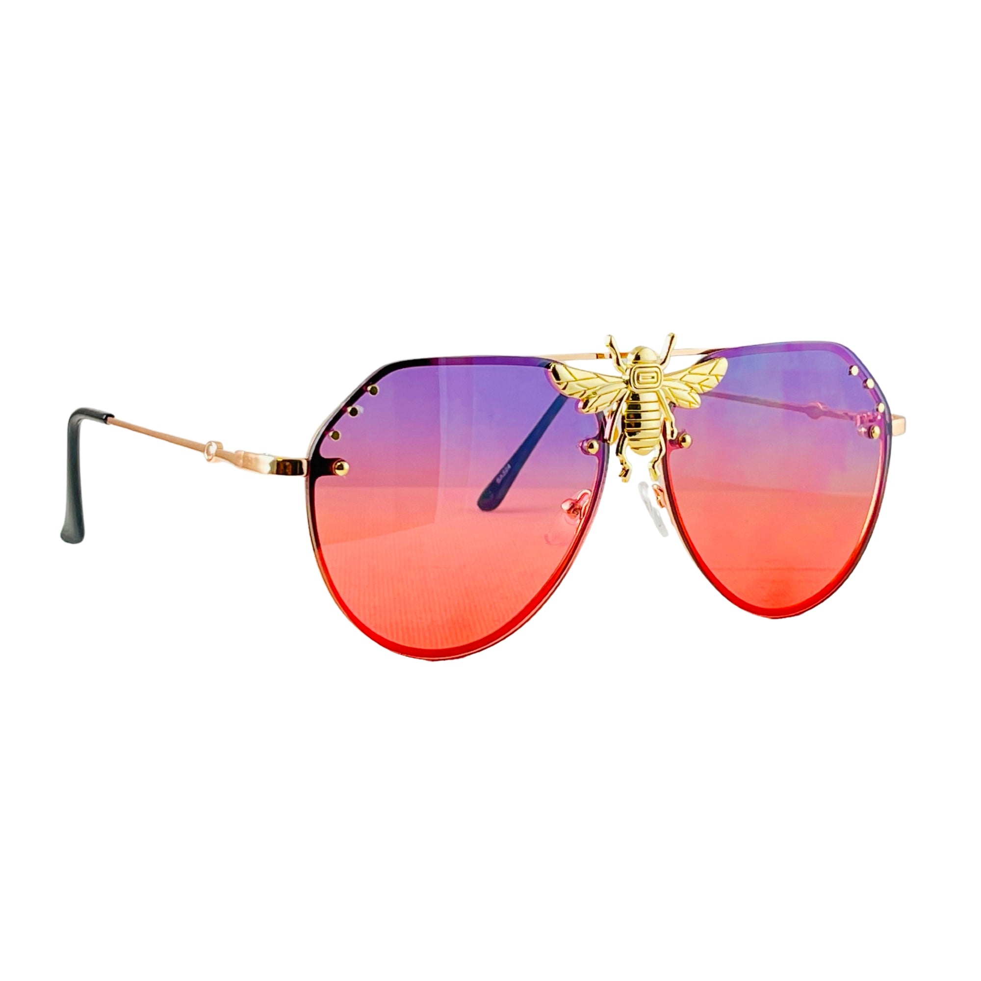 MizDragonfly Bee Aviator Gold Sunglasses Tropic