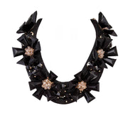 MizDragonfly Black Lavish Flower Beaded Rope Necklace