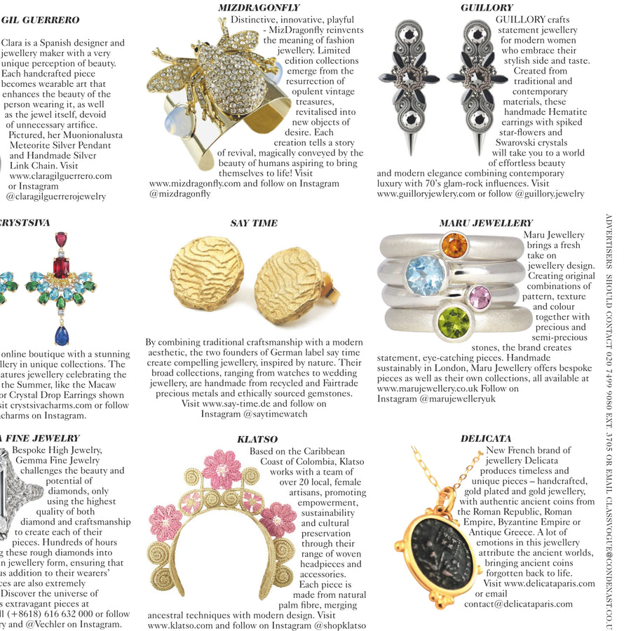 Just Bee Rhinestone Vintage Frosty Dome Cuff Bracelet - As seen in British Vogue June 2020